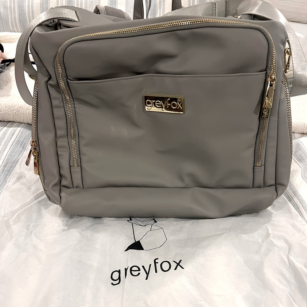 Brand new Grey Fox diaper bag- light grey color